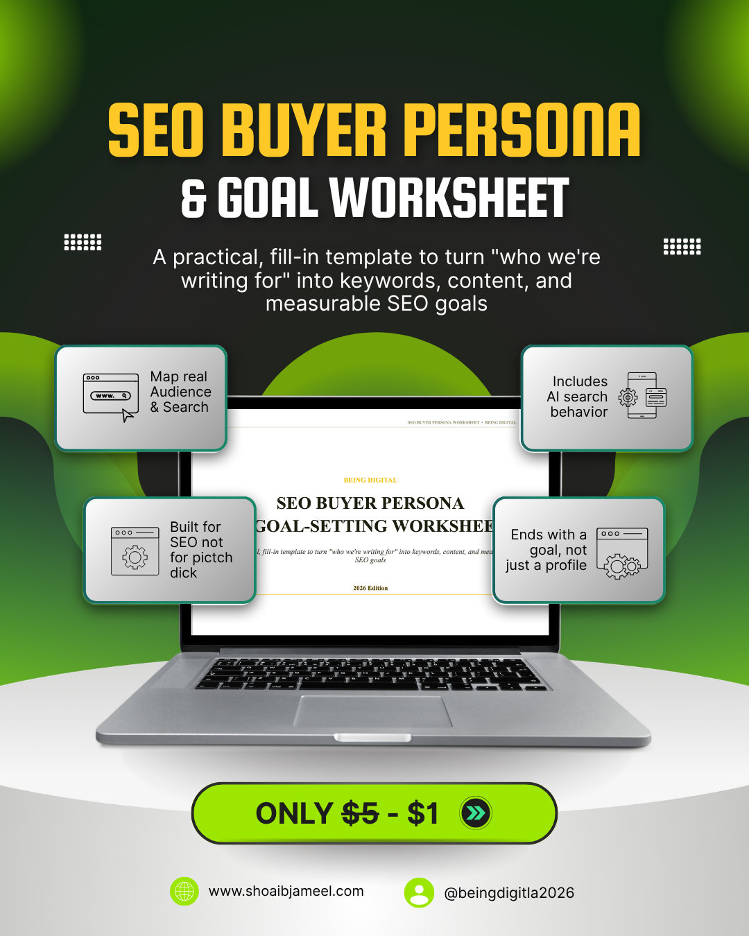 SEO Buyer Persona & Goal-Setting Worksheet — Turn Your Audience Into Keywords